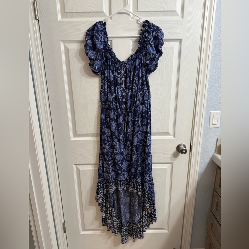 Bohemian Blue Floral Maxi Dress